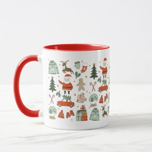 Noël Doodles jolies fêtes Mug (Gauche)