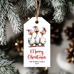 Noël Drôles D'oies Silencieux Étiquette de Cadeau 