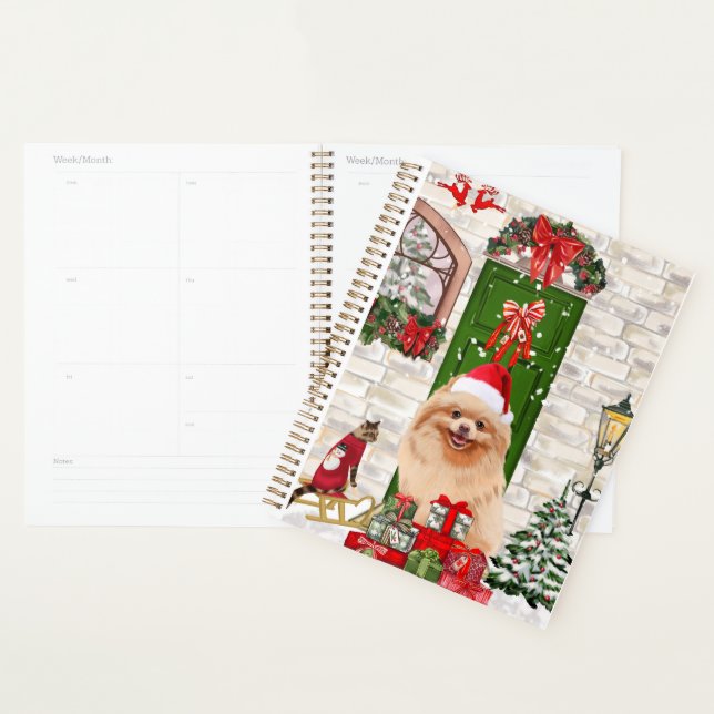 Noël du chien de Poméranie (Devant avec enveloppe)