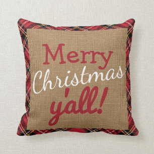 Noël du sud vous coussin de toile de jute de plai