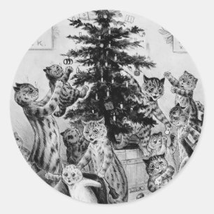 Noël d'un chat - Stickers Louis Wain