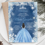 Noël Dusty Blue Princess Quinceanera Invitation<br><div class="desc">Noël Dusty Blue Princesse Quinceanera Invitation</div>