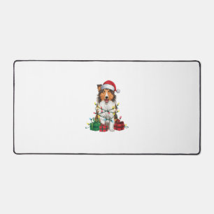 Noël Éclairage Santa Hat Rough Collie Chien Noël