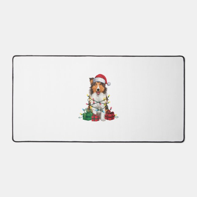Noël Éclairage Santa Hat Rough Collie Chien Noël (Recto)