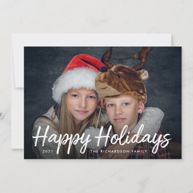 Noël écrit | Carte de vacances rouge avec photo (Devant)