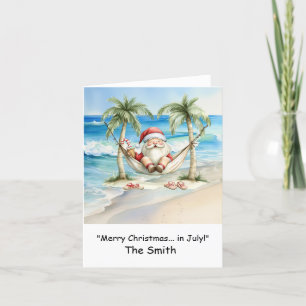 Noël en juillet avec Père Noël at Beach Carte de v