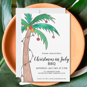 Noël En Juillet BBQ Palm Tree Invitation