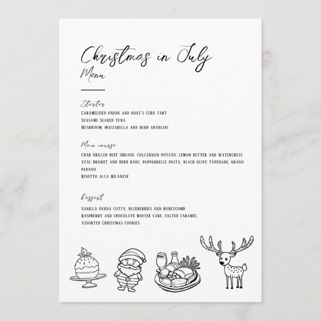 Noël en juillet menu classique à main (Devant)