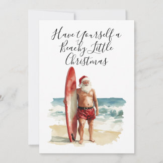 Noël en juillet Surfant Père Noël - Carte de Vœux