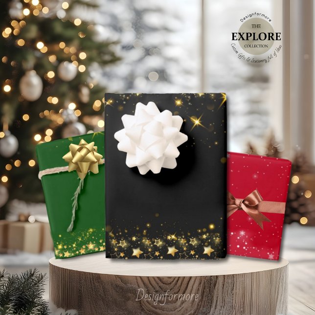 Noël étoile brillante WRAPPING PAPIER FEUILLES (Créateur téléchargé)