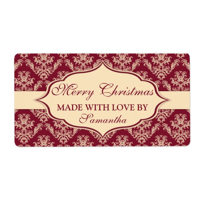 Noël fait avec amour étiquettes Personnalisé (Devant)