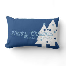 Noël Famille Bleu et Blanc Lumbar Coussin