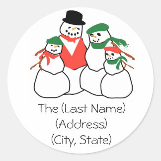 Noël Famille des Étiquettes de adresse de neige