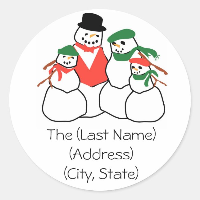 Noël Famille des Étiquettes de adresse de neige (Devant)