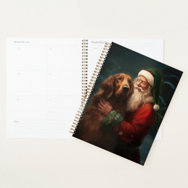 Noël festif du Père Noël de l'Irish Red Setter (Devant avec enveloppe)
