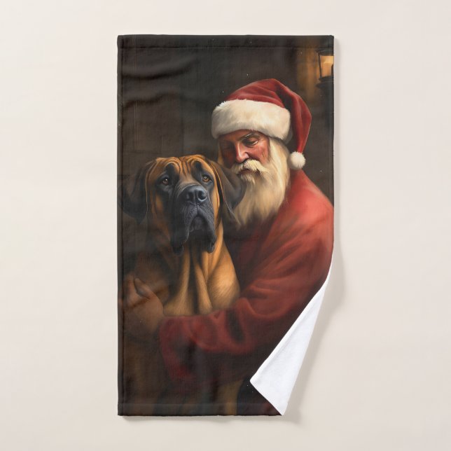 Noël festif Rhodesian Ridgeback Santa Claus (Serviette à main)