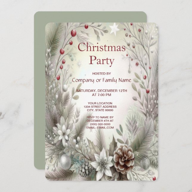 Noël Fête d'hiver Invitation (Devant / Derrière)