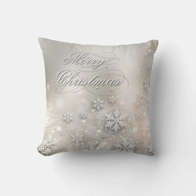 Noël Fête Élégant Coussin de flocon de neige (Recto)