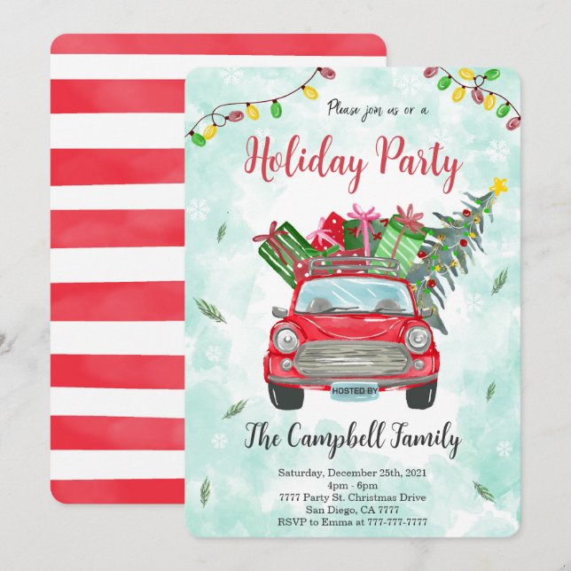 Noël Fête Invitation (Devant / Derrière)