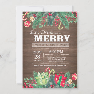 Noël Fête Invitation Bois rustique