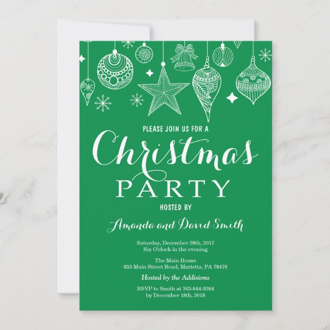 Noël Fête Invitation Ornement Vert (Devant)