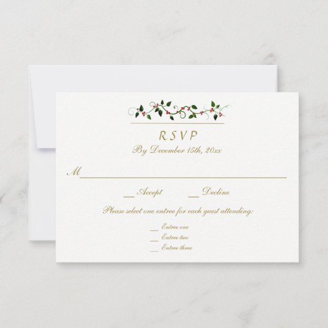 Noël Fête Mariage 3 Entree Réponse RSVP (Devant)