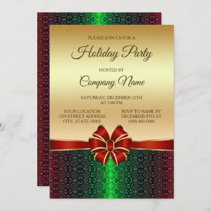 Noël Fête Rouge Ruban Gold Invitation