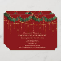 Noël Fêtes Garland Parties scintillant Invitation