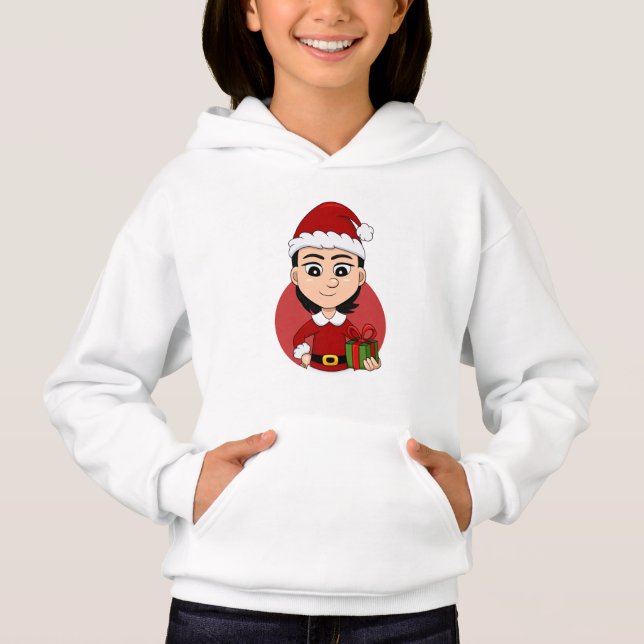 Noël-fille-tête-03.png Sweat - shirt à capuche (Devant)