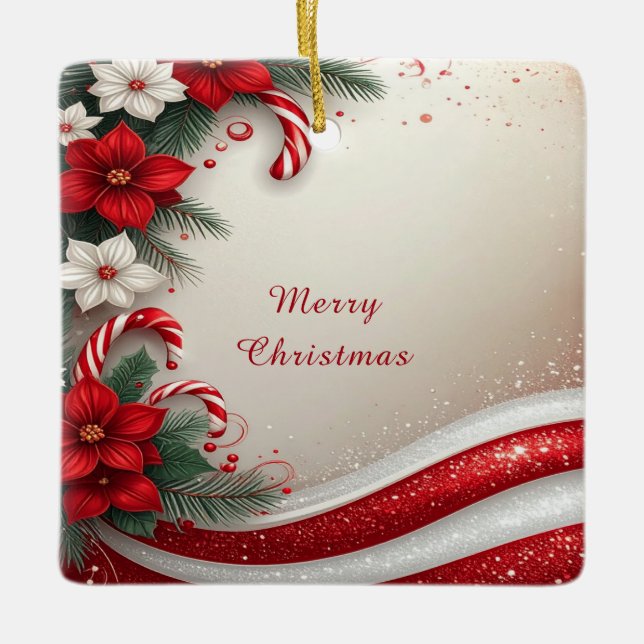 Noël Floral Sucres de canne Ornement de vacances (Devant)