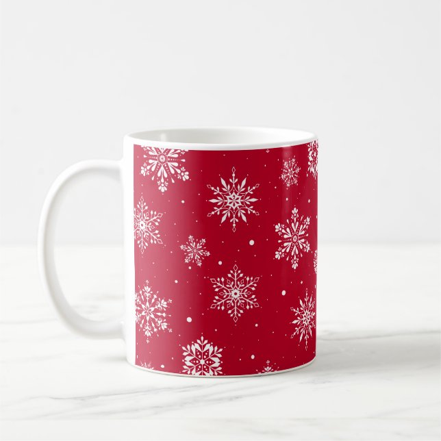 Noël Folk Snowflakes Mug café rouge (Gauche)