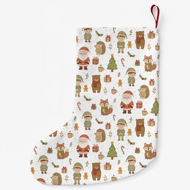 Noël Forêt Bois Main Dessinée - Chaussette de Noël (Dos)