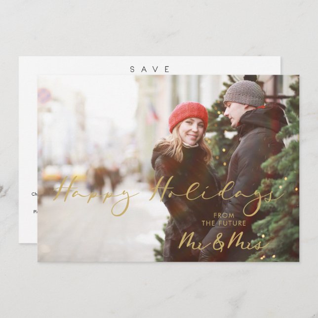 Noël Futur Doré Faux Monsieur et Madame Noël (Devant / Derrière)