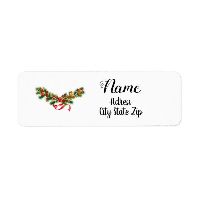 "NOËL "GARLANDE" ÉTIQUETTE DE ADRESSE DE NOËL (Devant)