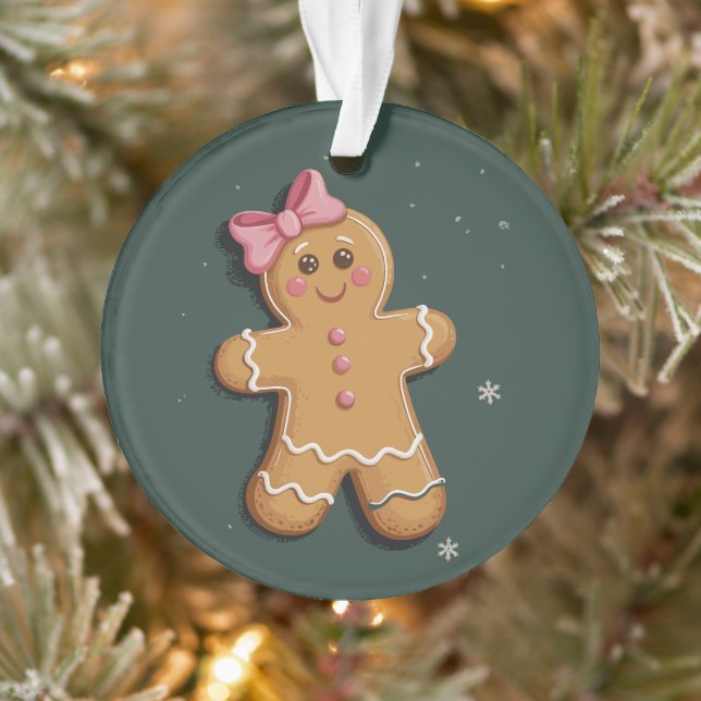 Noël Gingerbread Girl Pink Bow Coquette (Arbre)