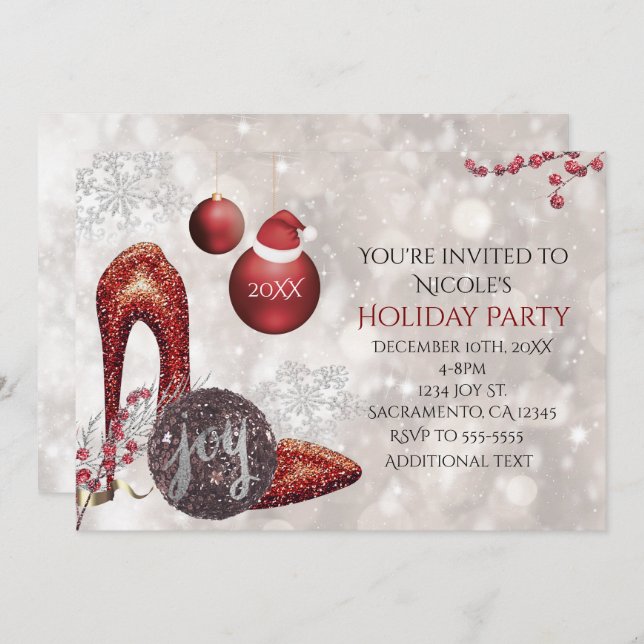 Noël Glamor Party Événement Invitation (Devant / Derrière)