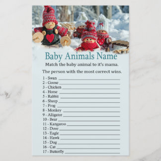 noël gnome Baby Animaux Nom baby shower du jeu