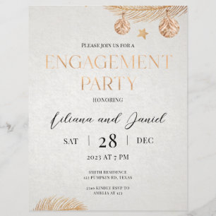 Noël Golden Engagement Party Invitation