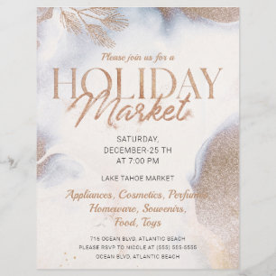 Noël Golden Snow Holiday Market Invitation