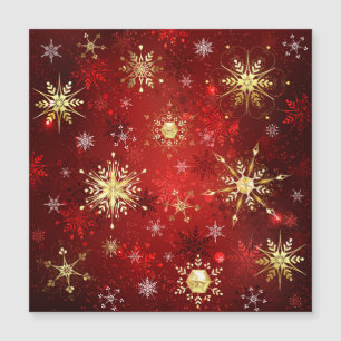 Noël Golden Snowflakes sur Arrière - plan rouge