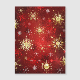 Noël Golden Snowflakes sur Arrière - plan rouge