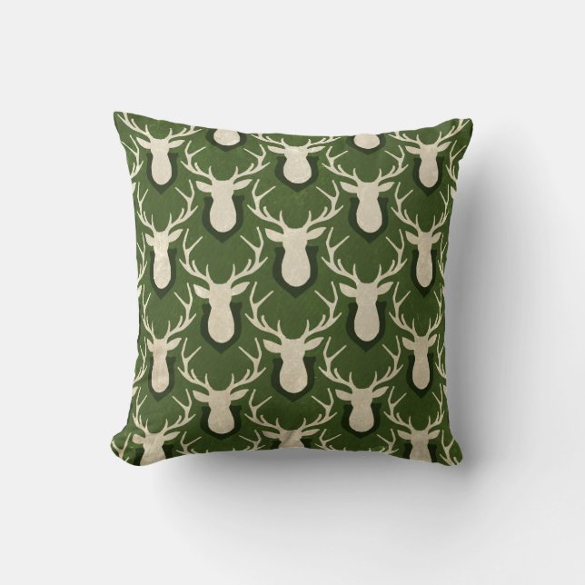 Noël Green Deer Woodland Coussins (Recto)