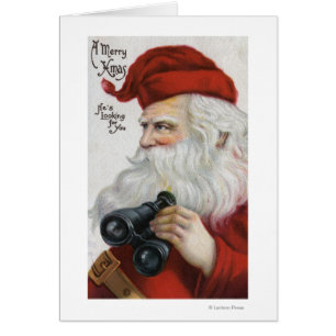 Noël GreetingSanta avec des jumelles