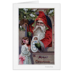 Noël GreetingSanta donnant la poupée