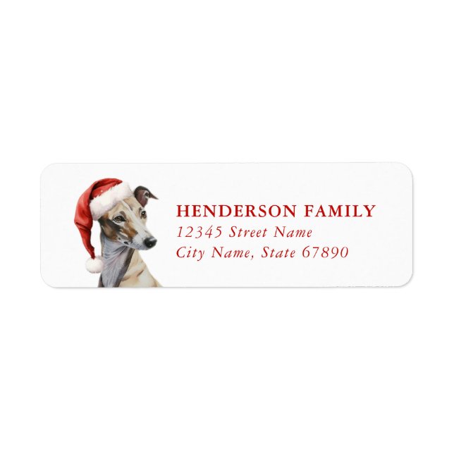 Noël Greyhound Chien Retour Adresse Étiquettes (Devant)