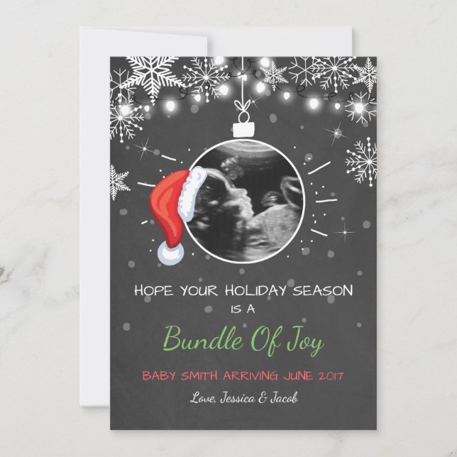 Noël grossesse échographie faire-part Joie (Devant)