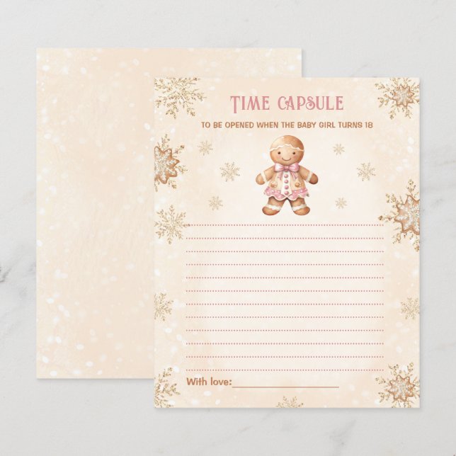 Noël heure Capsule Carte Baby shower fille (Devant / Derrière)