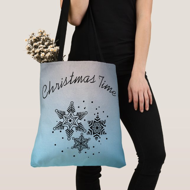 Noël Heure Snowflakes Sac fourre-tout Motif (De près)