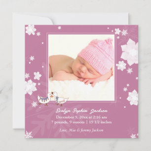Noël hiver bébé fille rose Faire-part de naissance
