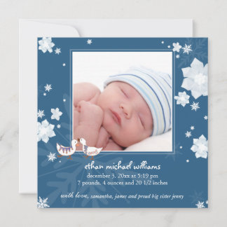 Noël Hiver bébé garçon Faire-part de naissance ble